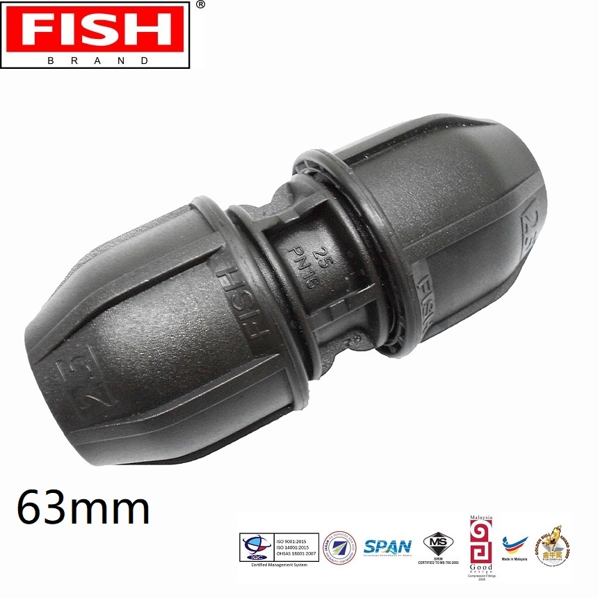Brand Fish PP Push Fit PolyPropylene PN16 Compression Fittings 63mm ...