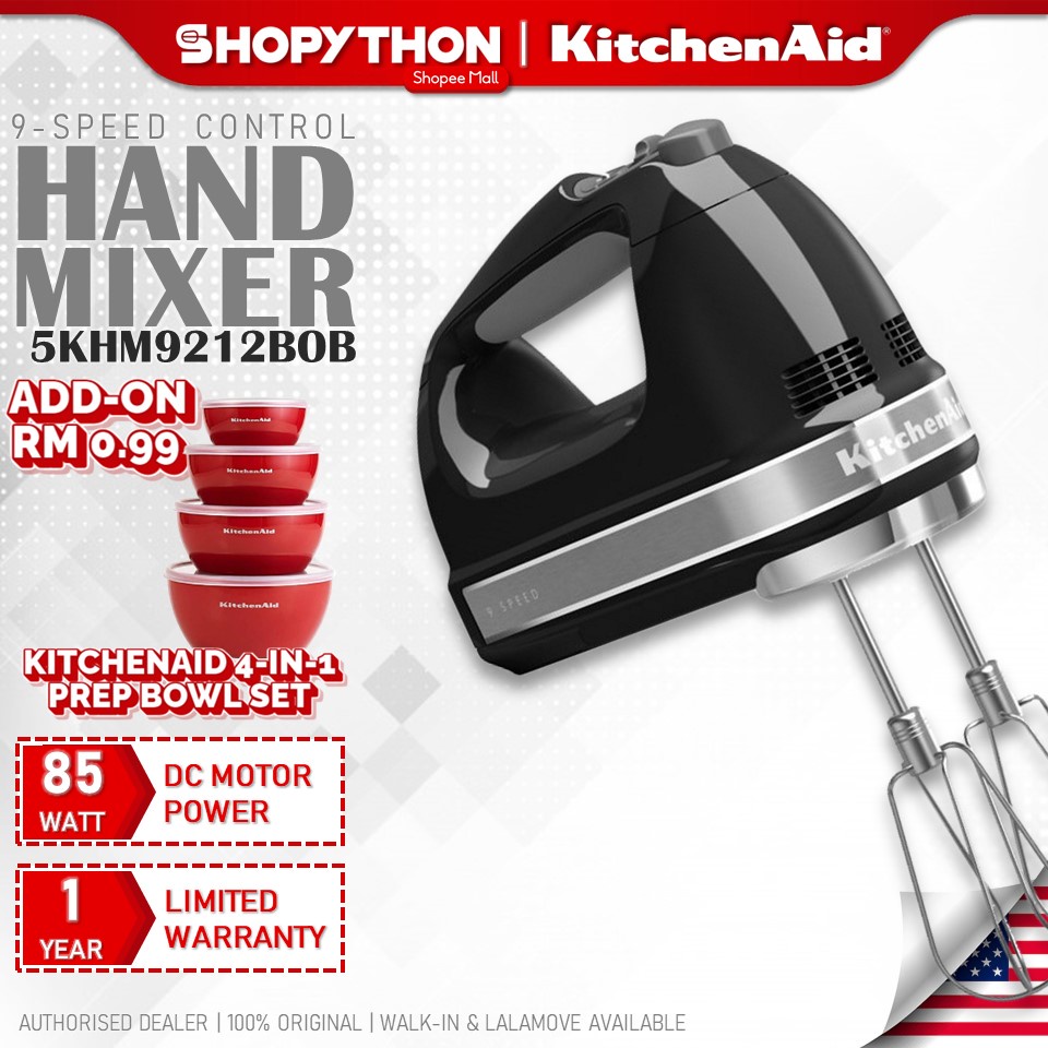KITCHENAID 9 Speed Hand Mixer 5KHM9212BOB Onyx Black (85W) Pengadun