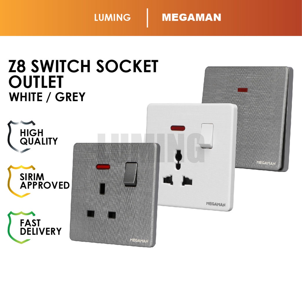 LMG_ SIRIM MEGAMAN Z8 Switch Socket Power Wall Switches Plug 13A 15A