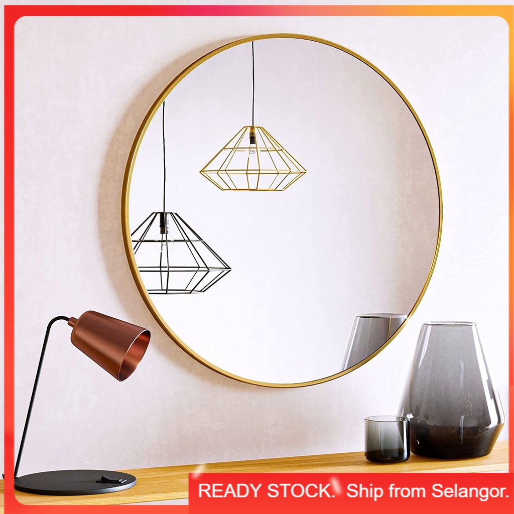 QQ l Bathroon Mirror Cermin Bilik Mandi Round Decorative Mirror Dressing Mirror Makeup Mirror Cermin Bulat Round Mirror