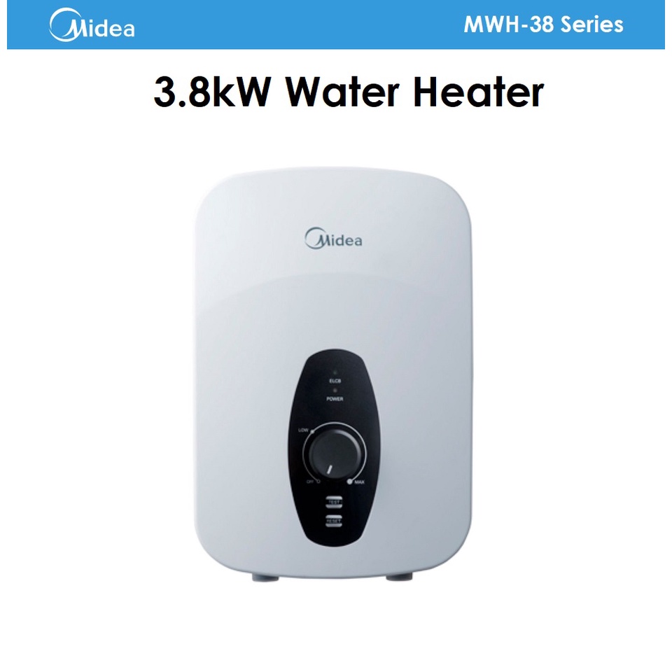 Midea 3.8kW Instant Water Heater with Pump MWH38P3 / No Pump MWH38Q