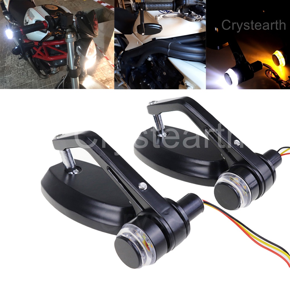 Motorcycle 7/8" 22mm Handle Bar End Mirrors Turn Signals Rear View Side Mirror For Honda Harley