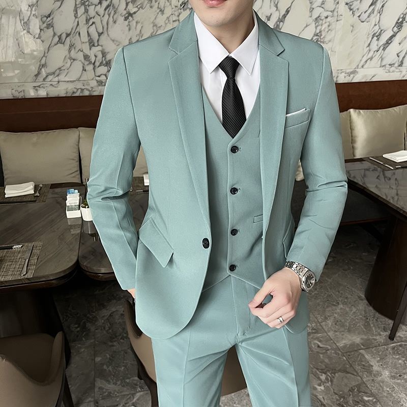 Light Green Suit Men's ThreePiece Bridesmaid Wedding Dress Business