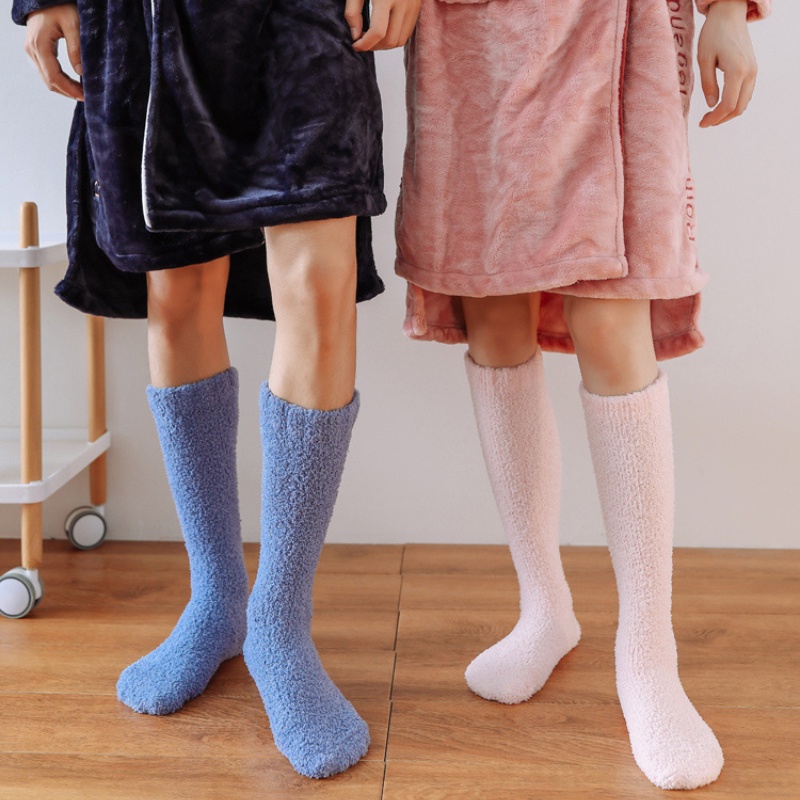 Women's Knee High Soft Fuzzy Cozy Sleeping Slipper Socks Winter Warm Thick Thermal Soft Comfy Long High Fluffy Fleece Socks