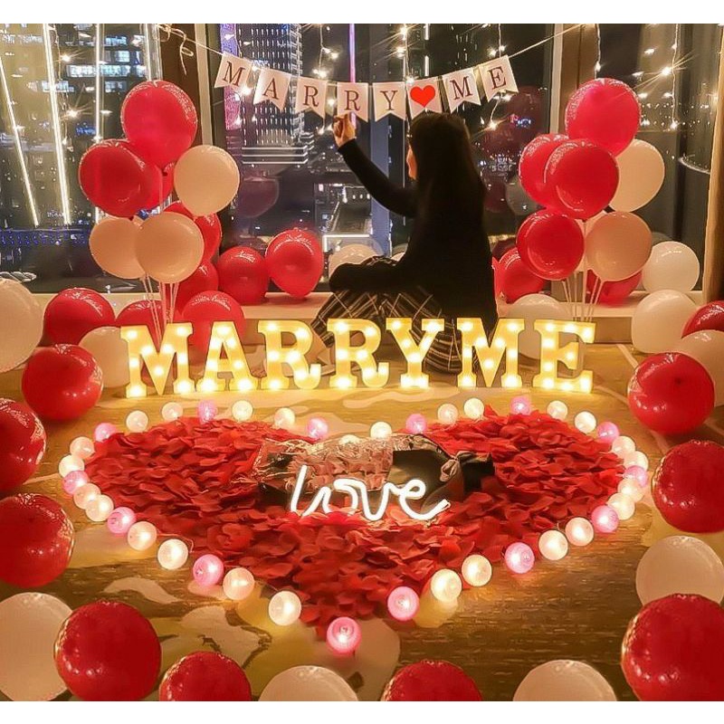 Romantic Proposal Package Surprise propose deco proposal decoration marry me light balloon love cotton ball rose petals