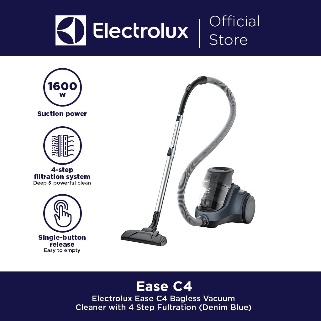 Electrolux Ease C4 Bagless Vacuum Cleaner with 4 Step Fultration (Denim