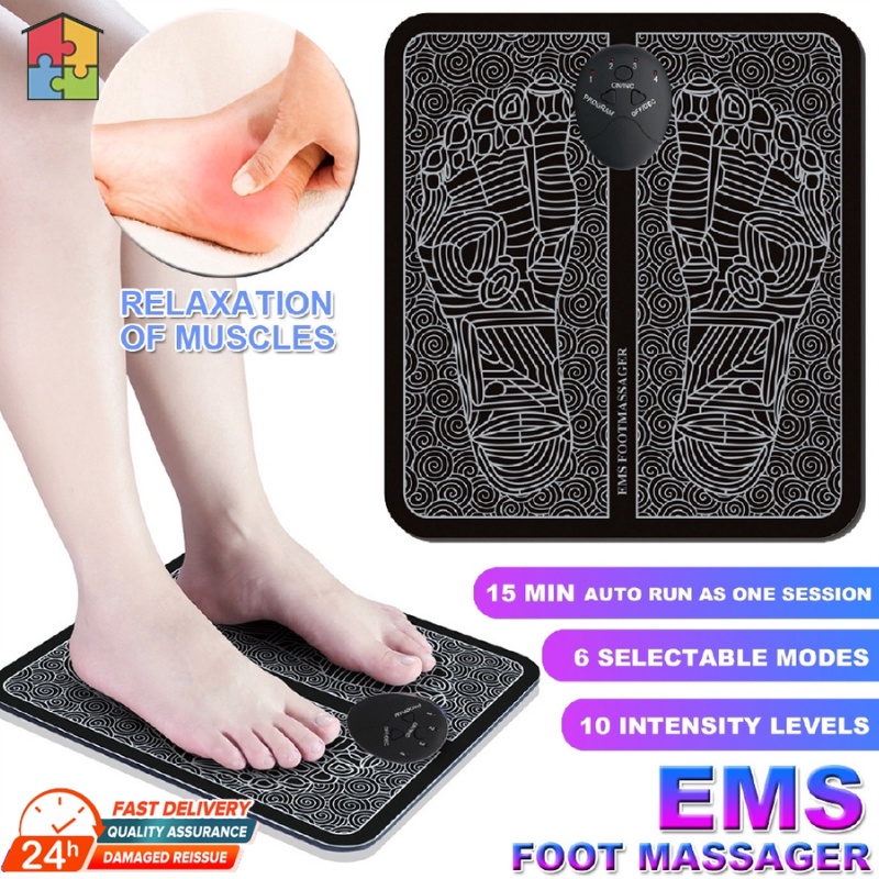 EMS Foot Massage Pad USB Rechargeable Portable Feet Simulator Patch ...