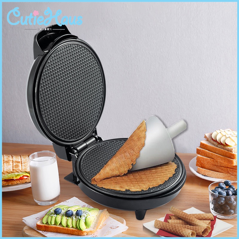 Cutiehaus Household Portable DIY Egg Roll Waffle Sandwich Electric Baking Ice Cream Cone Maker