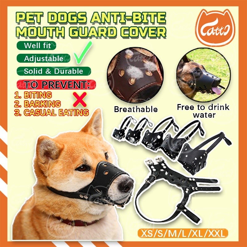 CATTO Dog Mouth Cover PU Anti-bite Prevention Pet Mask Mouth Guard Pet  Supplies Anti Bark Dog Muzzle Adjustable Training | Shopee Malaysia