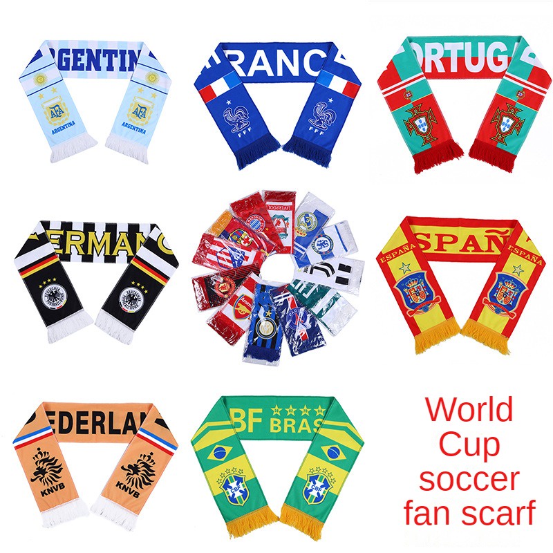 The FIFA World Cup Qatar 2022 Brazil Argentina Portugal England national team soccer support scarf accessories scarf selendang mafla world cup 2022 World cup soccer fan scarf