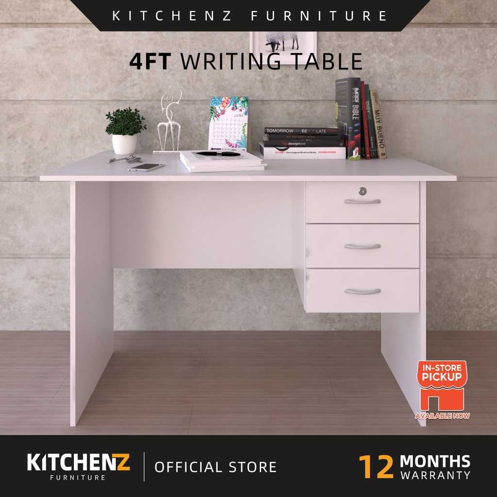 KitchenZ 4Ft Study Desk Writing Table Meja Belajar Office Table Study Table Drawer student study desk Banquet table