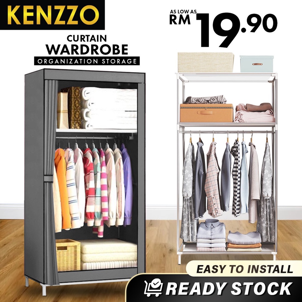 Kenzzo!!! Multifunctional Curtain Wardrobe / Organizer / Almari Baju