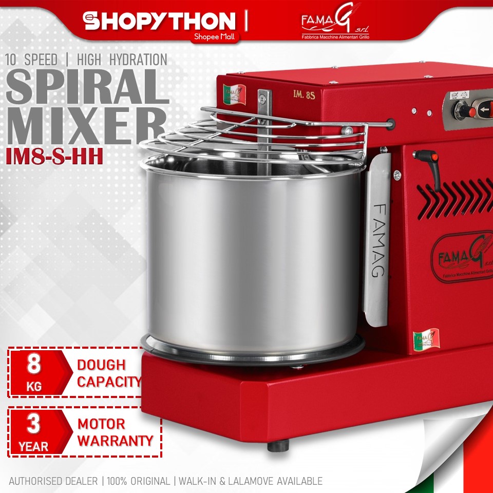 FAMAG 10Speed Spiral Mixer IM8S High Hydration Ruby (11L/370w) 8kg