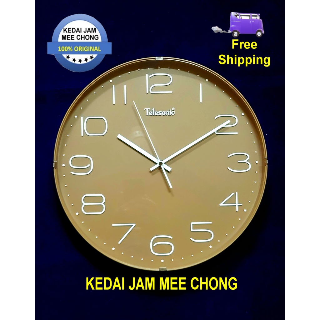 [Clock] 100 ORIGINAL Telesonic Q07374 Brown Dial.Number Dial Wall