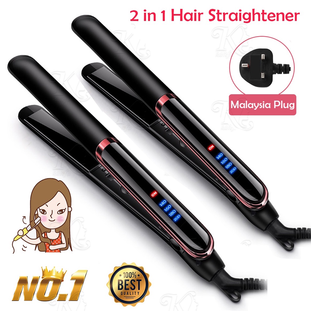 READY STOCK🇲🇾【2 in 1】Hair Straightener Ceramic Hair Curler LED Display  Iron Heating Fast Curl Hair Pelurus Mesin Rambut | Shopee Malaysia