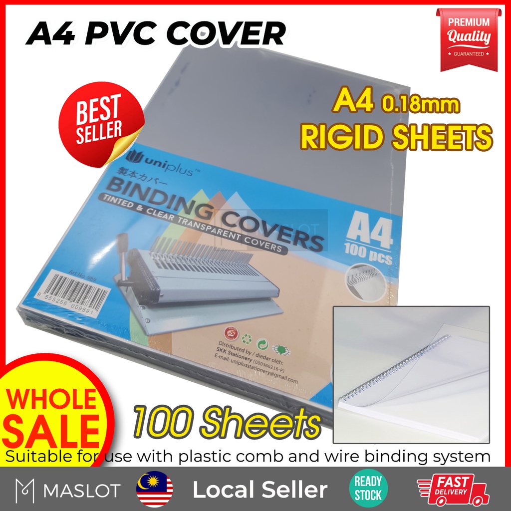 A4 PVC Cover Transparent Binding / PVC Plastic Sheet Cover / Rigid Binding Cover A4 (100 sheets