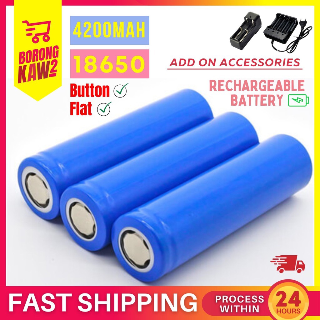 3 7v Bateri Boleh Cas Semula Rechargeable Li Ion Battery 18650 4200mah