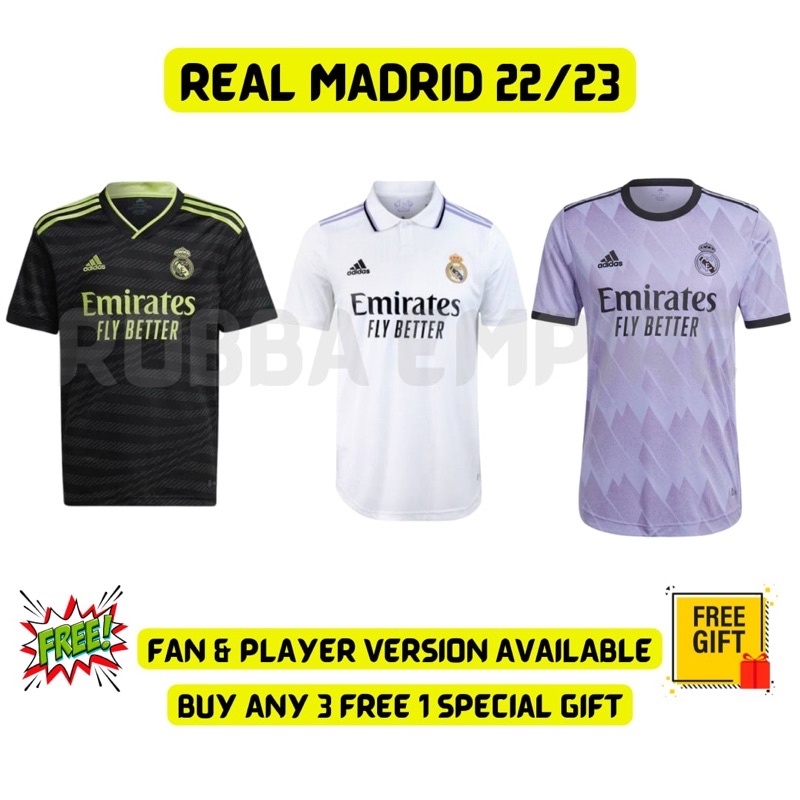 Real Madrid Jersey 22 23 Home Away Third Player & Fan Issue Kit ...