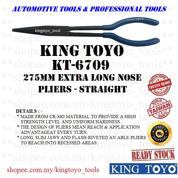 KT-6709 ~ Original KING TOYO 275mm Extra Long Nose Plier ( Straight ...