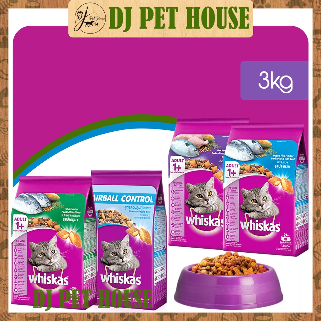 Whiskas Cat Dry Food 3kg Assorted Flavors (Available in 4 flavors