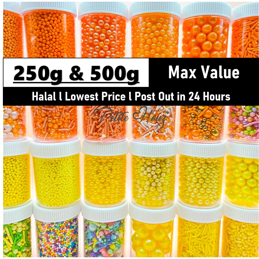 [250g/500g] HALAL Edible Orange & Yellow Cake Sprinkles Sugar Ball Cake