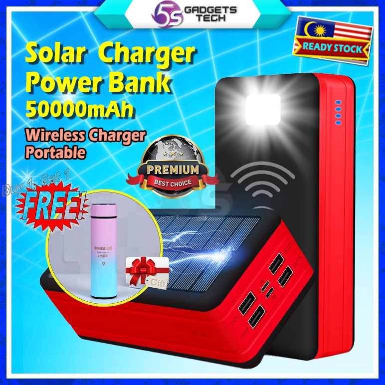 5S Premium Solar Power Bank With Wireless Charging Large Capacity