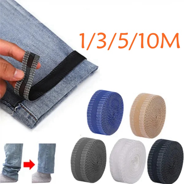 1/3/5/10M Self-Adhesive Pants Paste Iron on Pants Edge Shorten Repair Pants for Jean Clothing and Jean Pants Apparel DIY Sewing Fabric