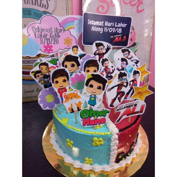 omar hana cake topper / ejen ali cake topper / 2 in1 topper birthday