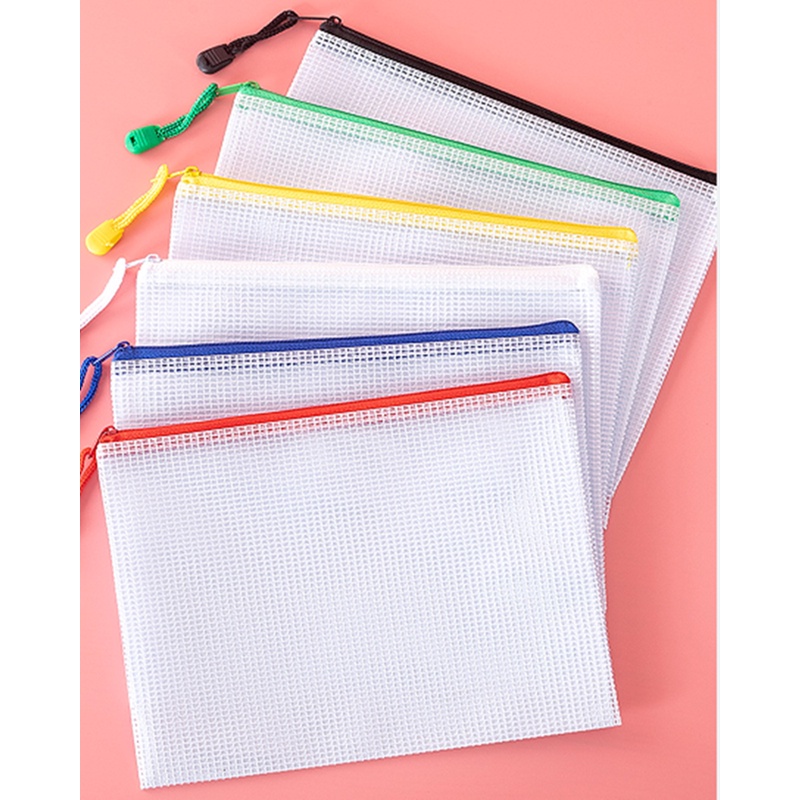 PVC Thickned Mesh Zip Bag A4 size File Bag with Zipper Paper