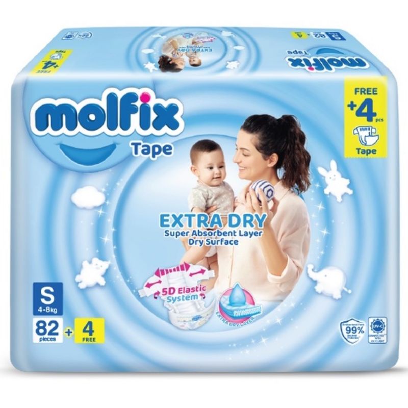 Molfix Extra Dry Tape Diapers Size S Shopee Malaysia