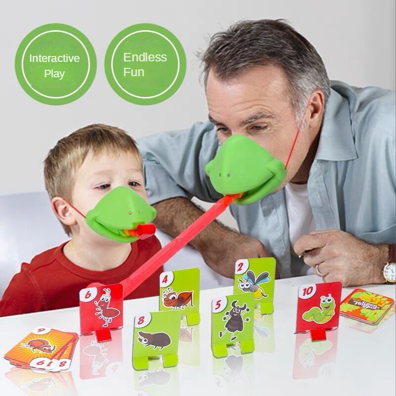 Frog Tongue-Sticking TikTok Same Funny Toy Lizards Mask Two-player Card Game Desktop Interactive Toys Party Family Games