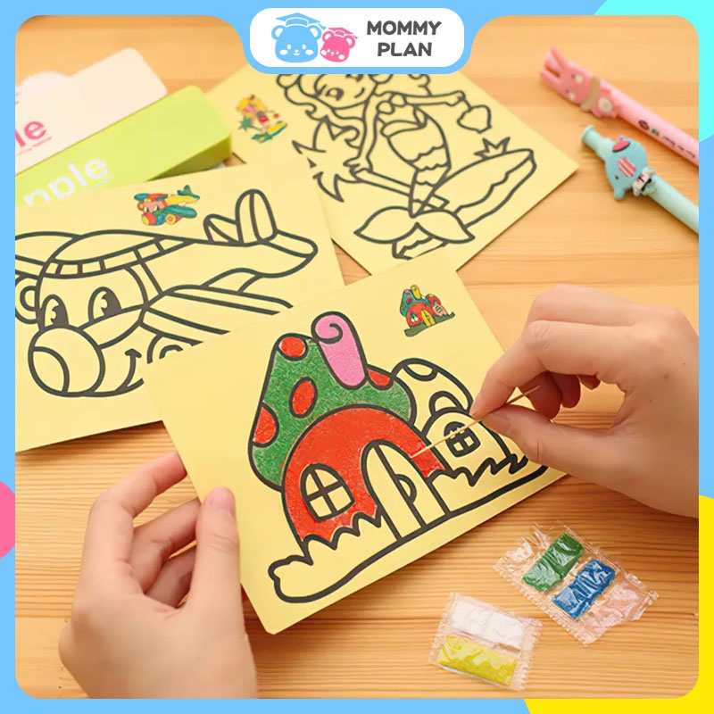 DIY Children Sand Painting Kindergarten Drawing Art Creative Handmade Sand Card Kids Colorful Art Paper (Random Style)