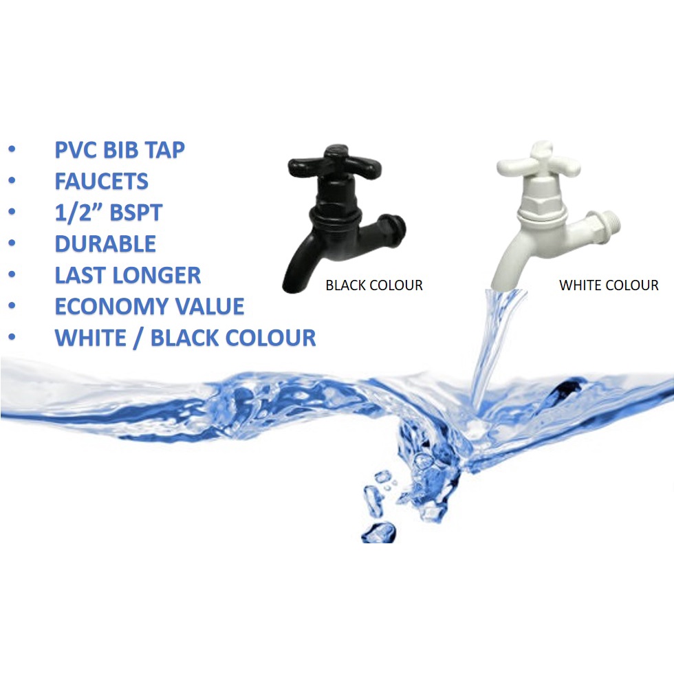 PVC PLASTICS BODY BIB TAP / COLOUR WHITE / Kitchen & Bathroom Sink
