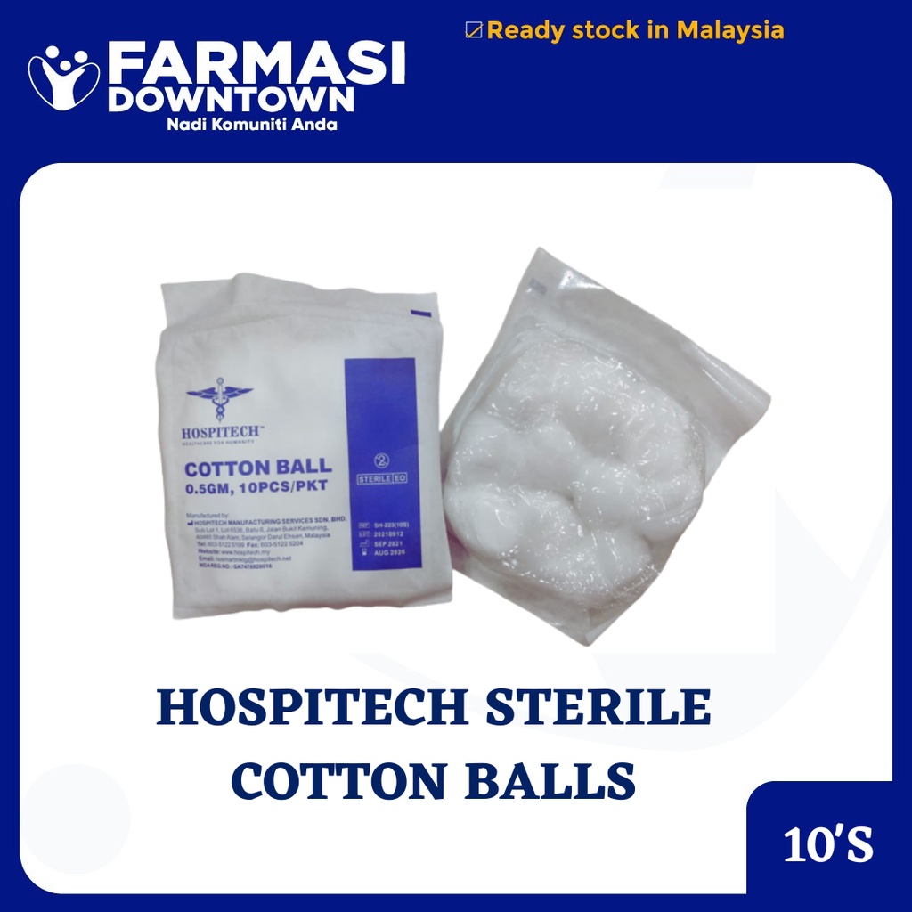 FARMASI DOWNTOWN HOSPITECH STERILE COTTON BALLS 10'S/PACKET Shopee Malaysia