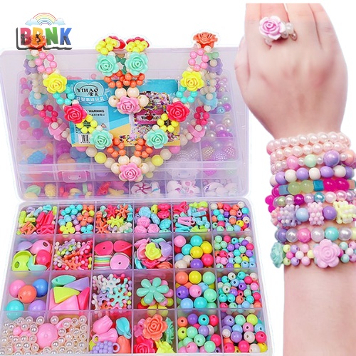 Ready Stock Children DIY Beads Set Necklace Bracelet Jewellery Making Set With Free Gift