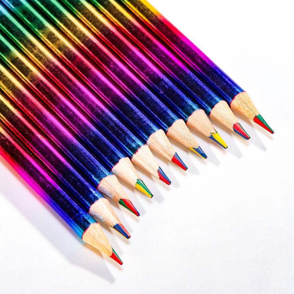 4 in 1 Colour Pencils, Rainbow Coloured Pencils for Kids, Rainbow Pencil for Kids, Multi Coloured Pencil, Fun Pencils