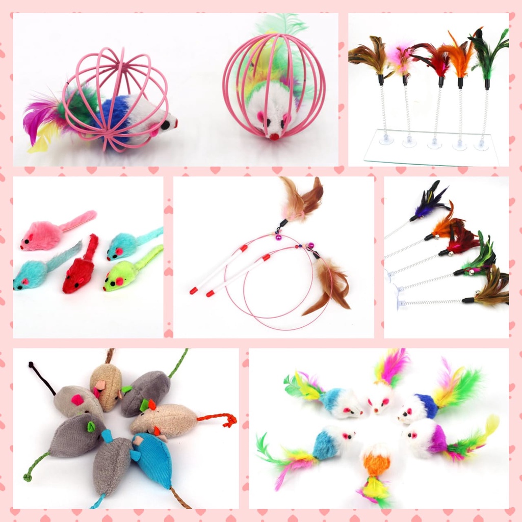 Cat Toy Cat Teaser Cat Stick Mainan Kucing Pet Toy Cat Ball