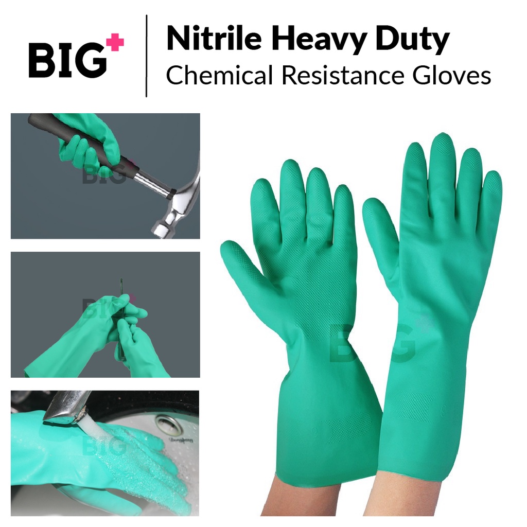 BIG+ Heavy Duty Chemical Resistance Nitrile Gloves Chemicals Acid