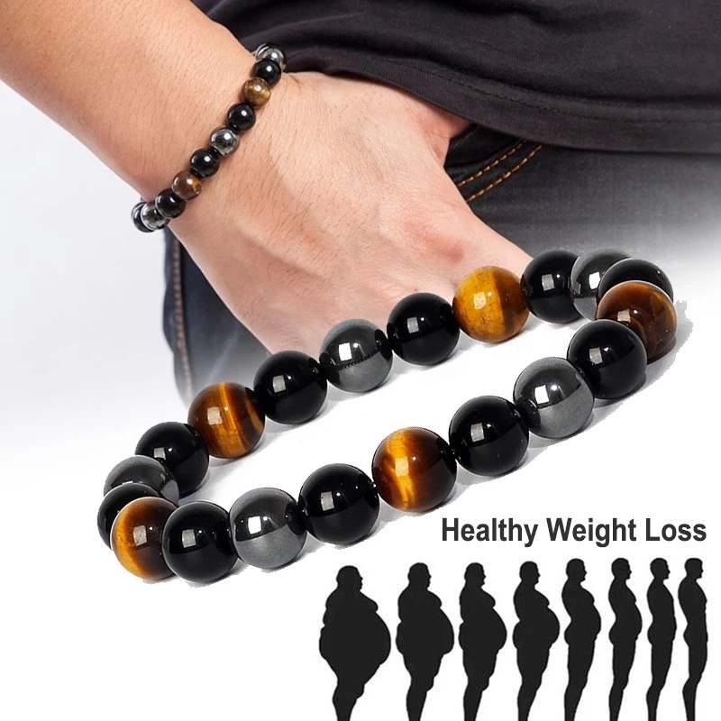 Unisex Magnetic Hematite Bracelets/Men Tiger Eye Stone Bead Couple Bracelets