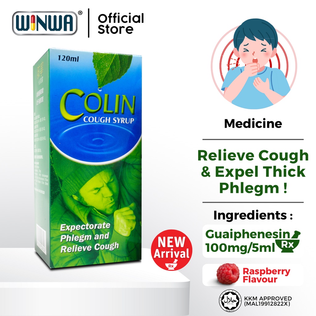 COLIN Cough Syrup (120ml) Guaifenesin For Cough & Phlegm Shopee