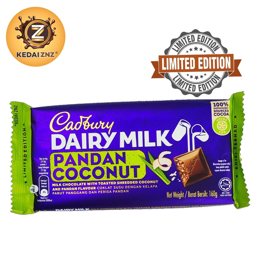 Chocolate Cadbury Dairy Milk PANDAN COCONUT Chocolate Bar 160g Coklat ...