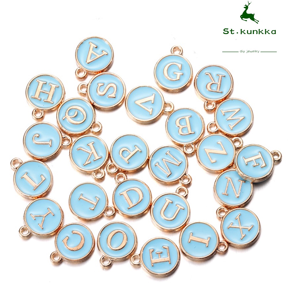 5 Pieces/Batch 12mm Blue Letter Pendant Necklace Bracelet DIY Jewelry Making