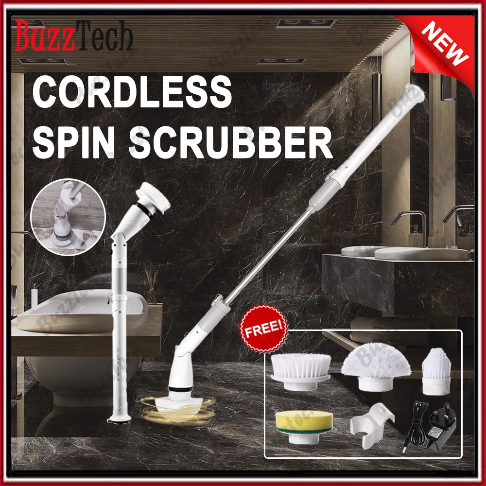 BuzzTech Cordless Electric Spin Scrubber Handheld Rechargeable Power