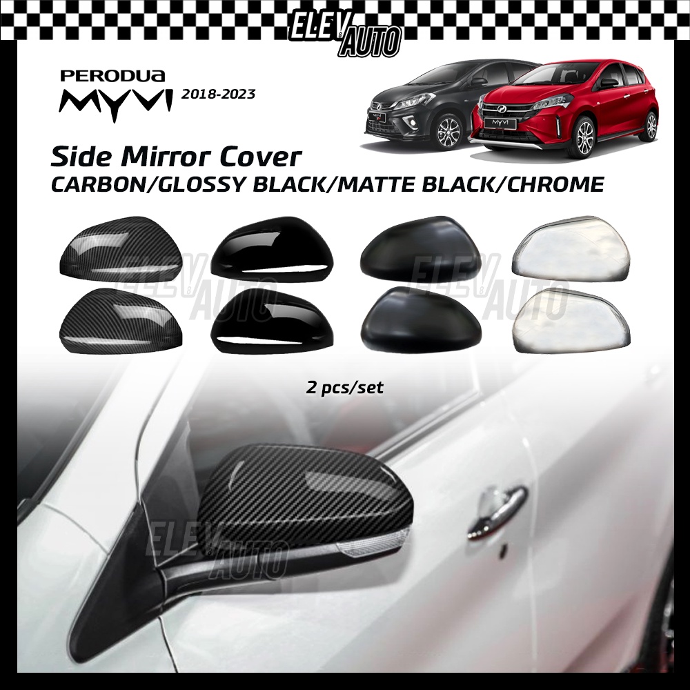 Perodua Myvi G3 2018 2023 Side Mirror Cover Carbon Matte Black Chrome