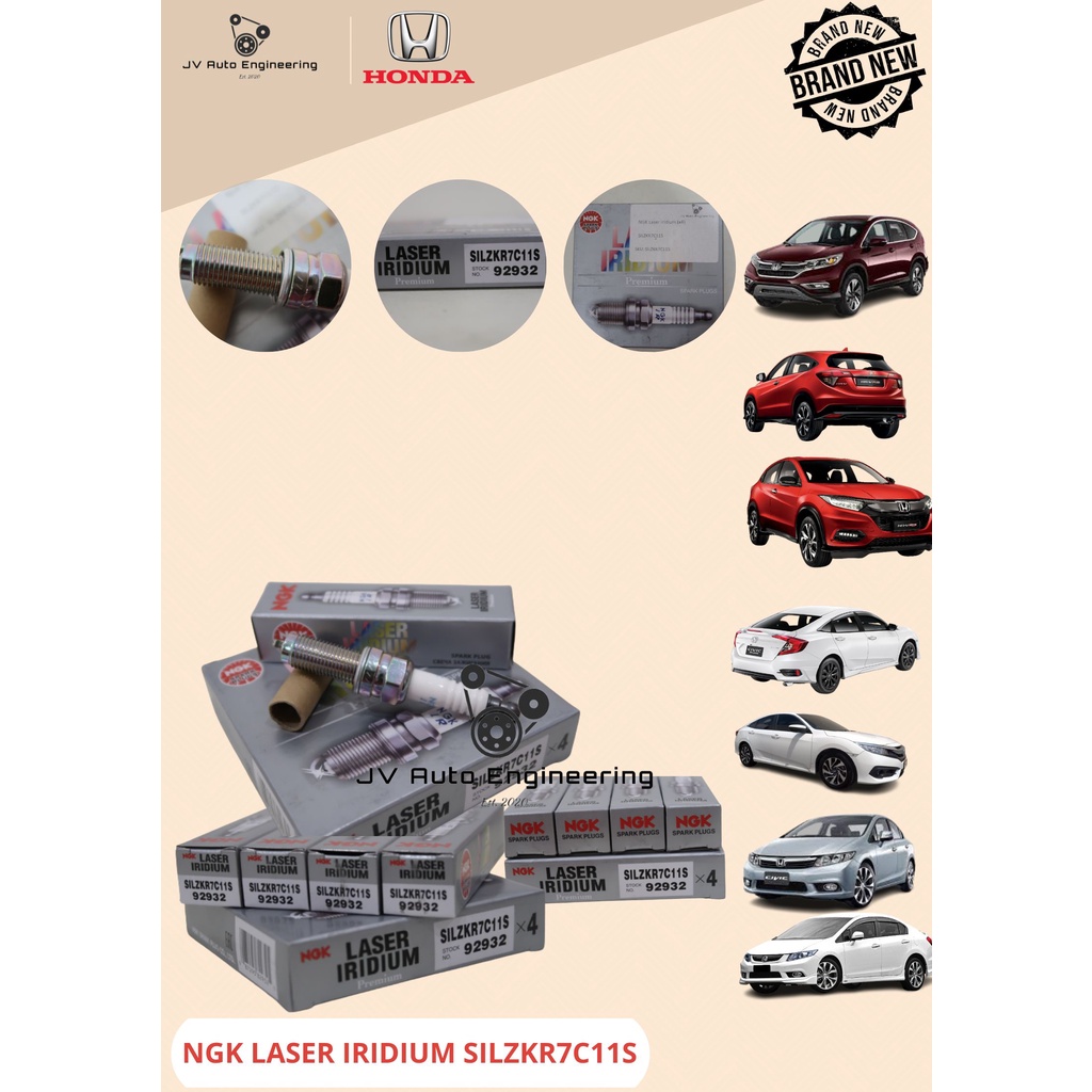 Honda Civic FB Fc 1.8 Hrv Crv SILZKR7C11S Laser Iridium Spark