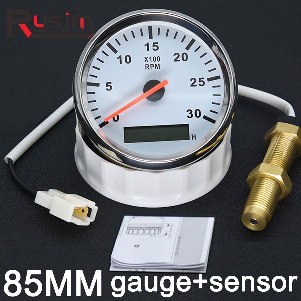 85mm Tachometer Sensor Diesel Engine RPM Gauge REV Counter 3000/4000 RPM With Digital Hourmeter
