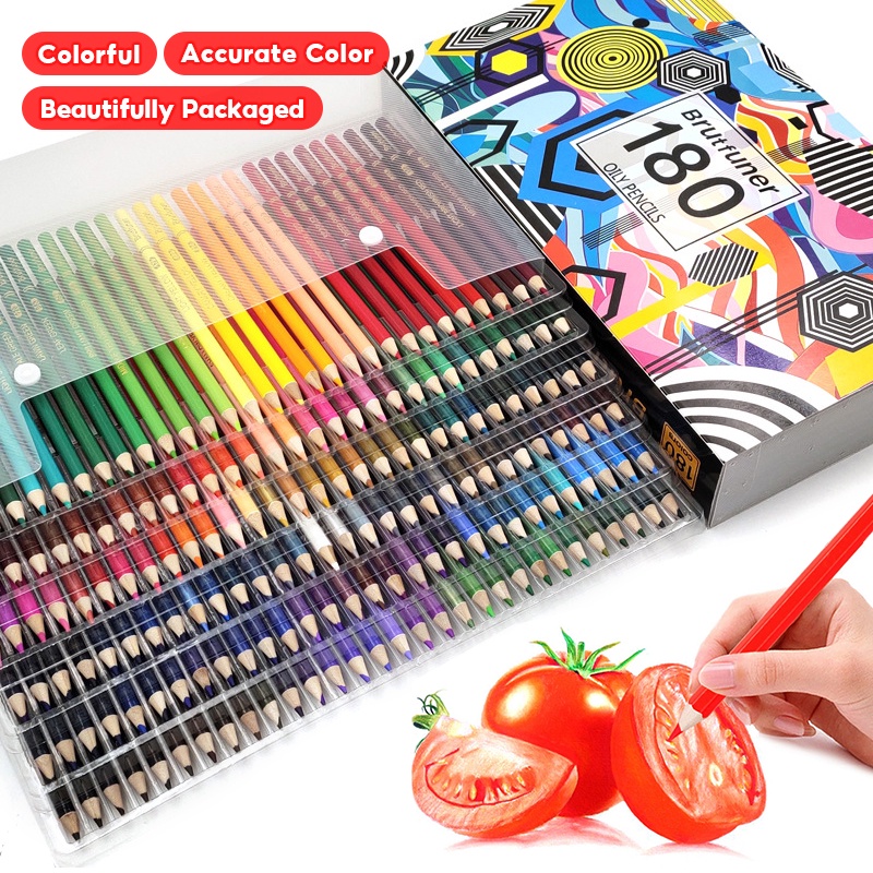Brutfuner 180 Colors Oil Pencils Set 48/72/120/180 Colors Professional  Painting Sketching Art Supplies Pen Warna Minyak
