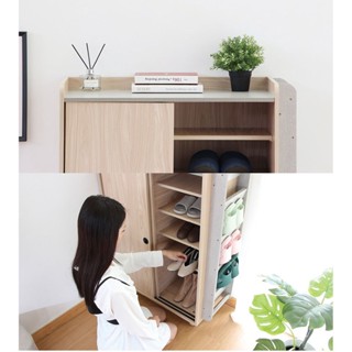 LANCCO Japandi Shoe Cabinet Rack Cupboards Shelves Muji Sliding Door