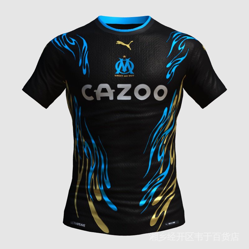 Olympique Marseille 22-23 Home Whiteout Concept Home Jersey Men's T-Shirt Short-Sleeved Football Concept Soccer Jersey