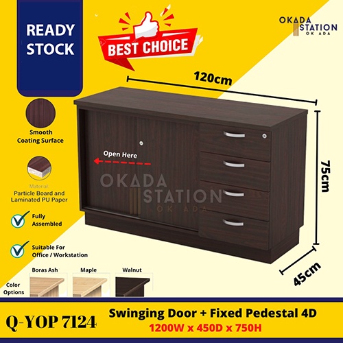 OKADA QYSP7124 Sliding Door & Fixed Pedestal / Drawer / Almari